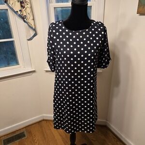 Everly Polka Dot‎ Dress Short Sleeve Casual Party Cocktail Dress Womens Small